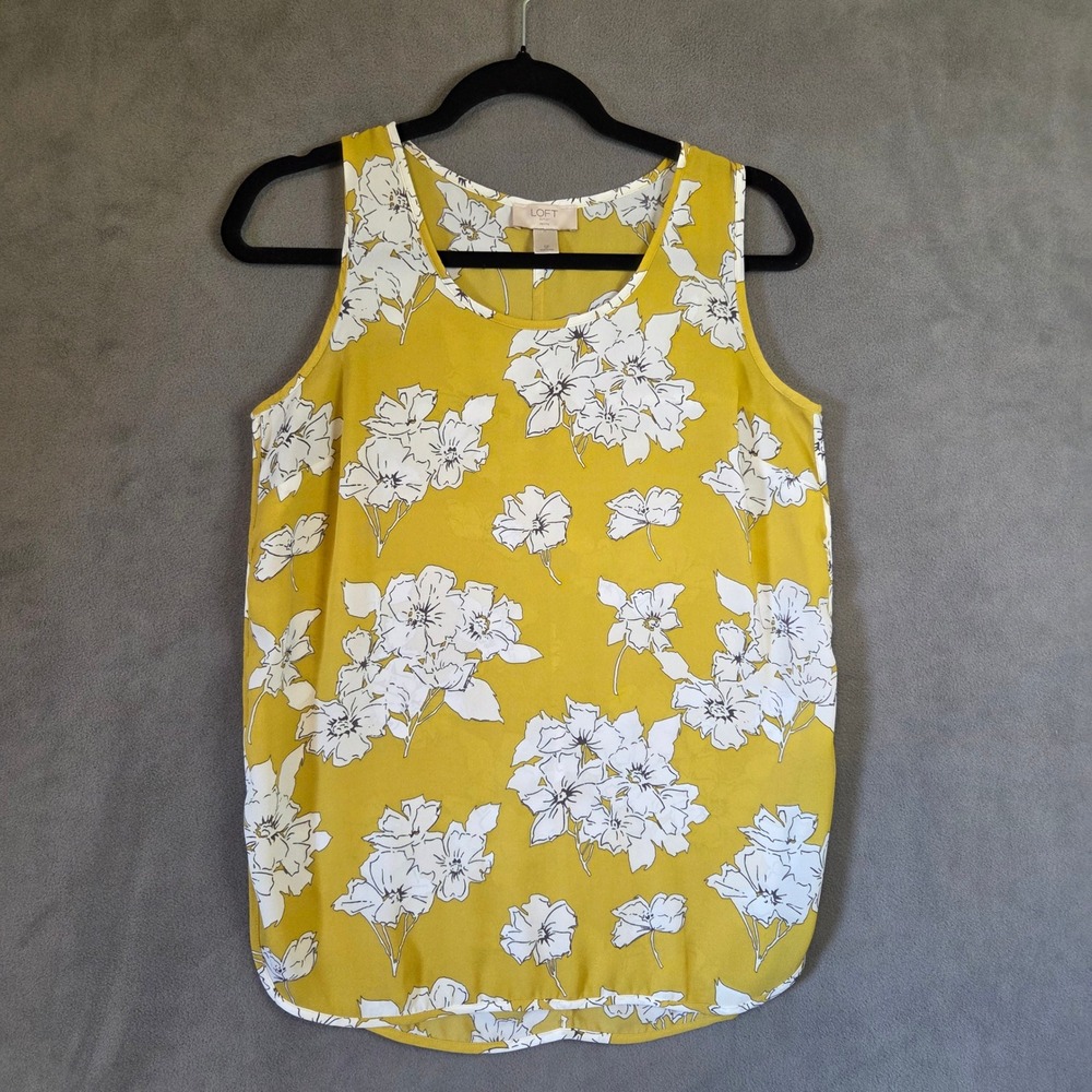 LOFT Floral Sleeveless Top Women's Petite Small Botanical Office Casual Boho
